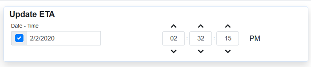 Change Date/Time ETA