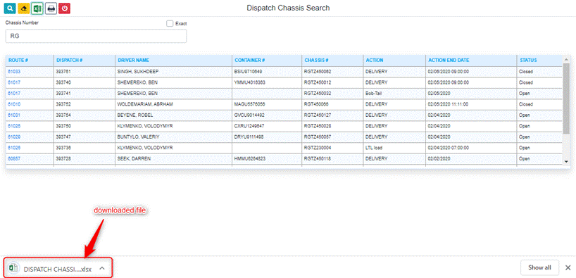 Export Dispatch Chassis