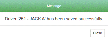 Driver Creation Message