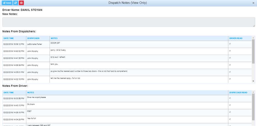 View Driver Notes