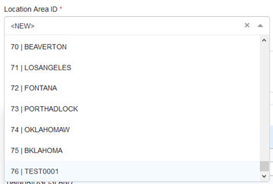 SelectLocation Areas ID
